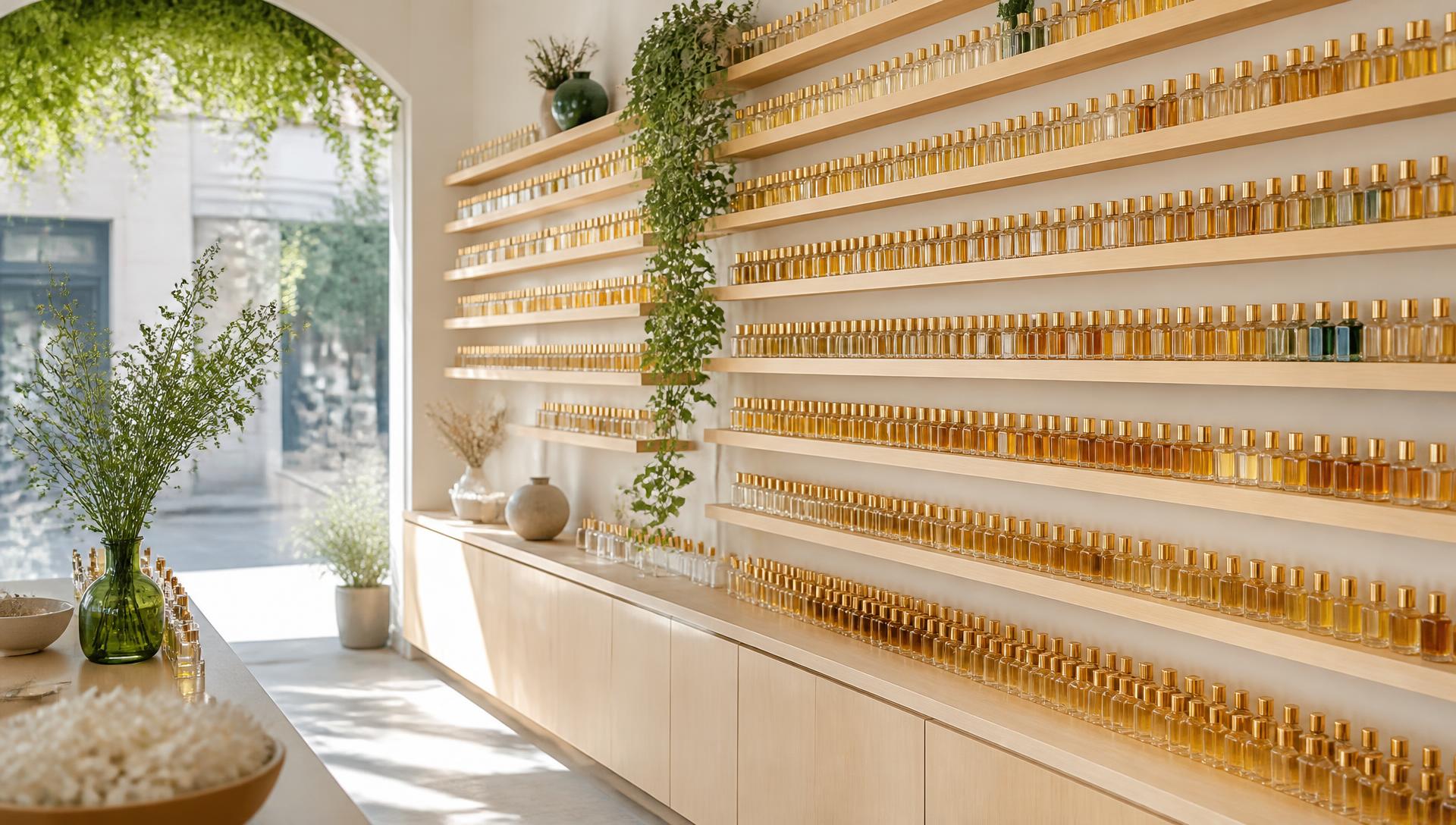 Fragrance oil bottles on the shelf